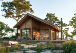 Charming log home kitchen and dining room featuring wood furnishings, a welcoming ambiance, and natural light.